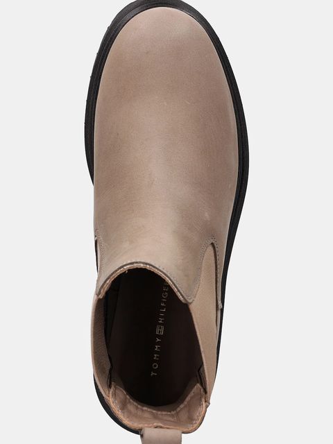 Tommy Hilfiger sztyblety nubukowe TH NUBUCK CLEATED CHELSEA damskie kolor beżowy na platformie FW0FW09041