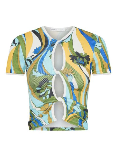 Christopher Esber Acidic Floral cropped T-shirt - Green - zdjęcie produktu nr 1