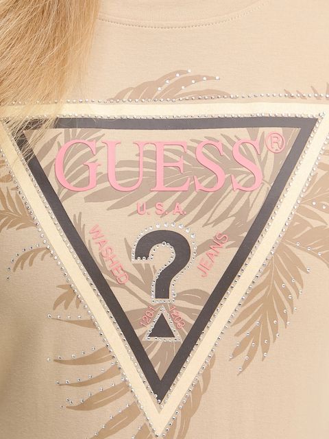 Guess t-shirt damski kolor beżowy W5YI13 J1314