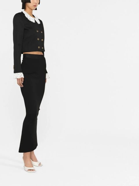 Dolce & Gabbana logo-waistband bodycon midi skirt - Black