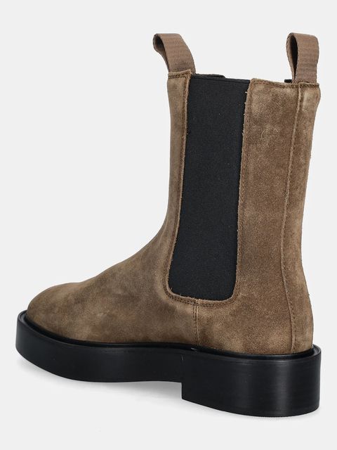 Calvin Klein sztyblety zamszowe CONVAVE WELT CHESEA SUEDE damskie kolor brązowy na płaskim obcasie YW0YW01969