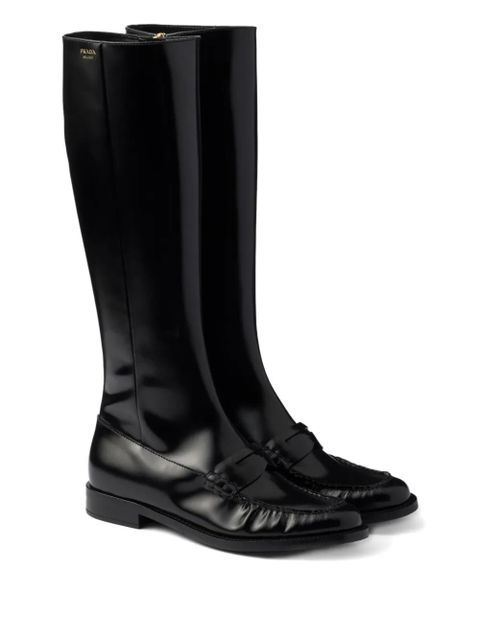 Prada leather zip-fastening boots - Black