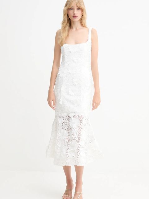 Bardot sukienka kolor biały midi rozkloszowana 60000DB - zdjęcie produktu nr 1