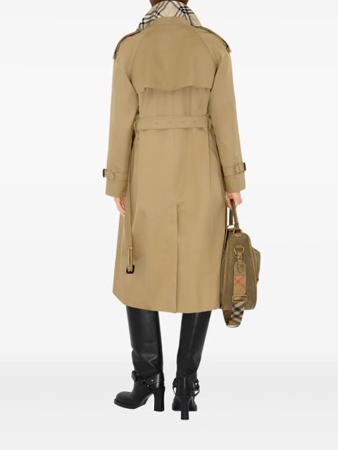 Burberry raglan-sleeve belted trench coat - Brown