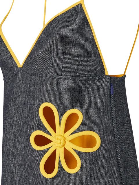 FENDI flower-appliqué midi dress - Blue