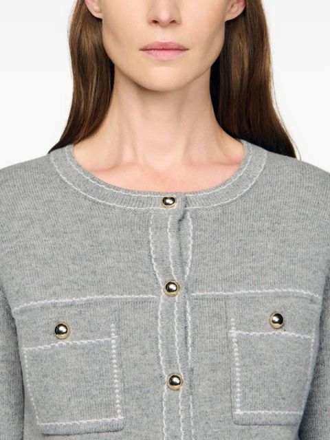 SANDRO contrast-stitching cardigan - Grey