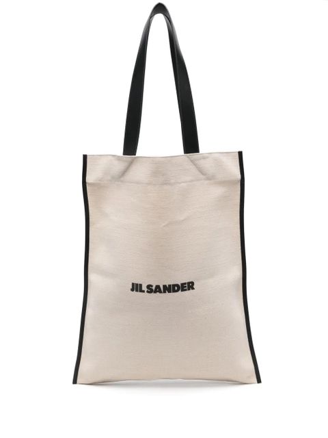 Jil Sander Flat embroidered-logo tote bag - Neutrals - zdjęcie produktu nr 1