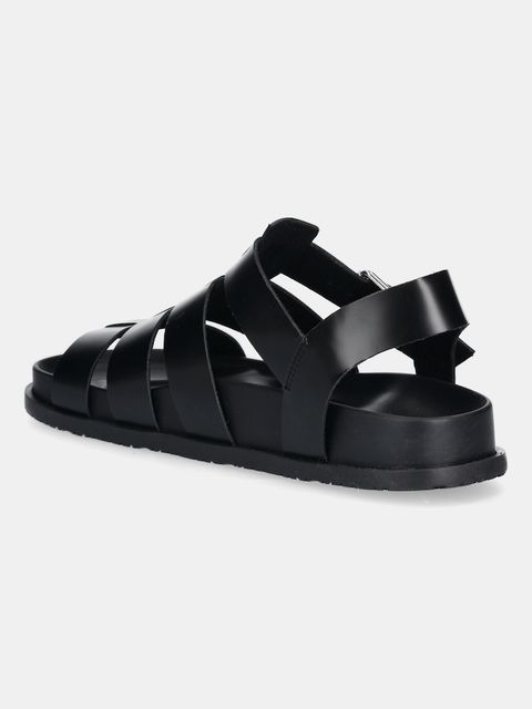 Tommy Jeans sandały skórzane TJW FISHERMAN PATENT SANDAL damskie kolor czarny EN0EN02874