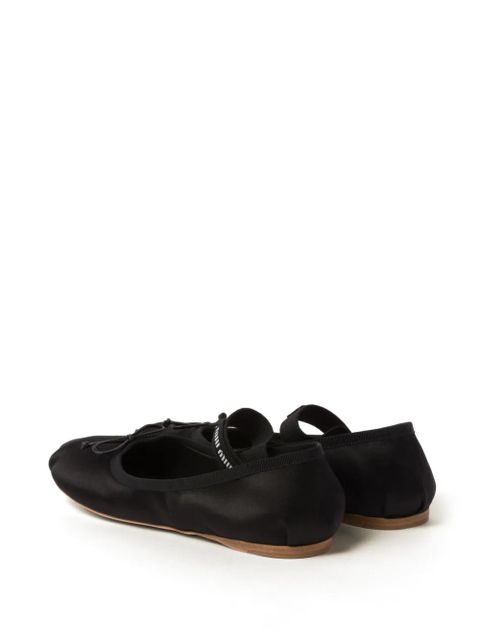 Miu Miu logo-strap ballerina shoes - Black