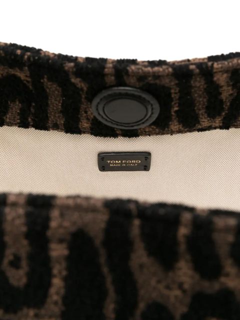 TOM FORD large leopard-jacquard tote bag - Brown