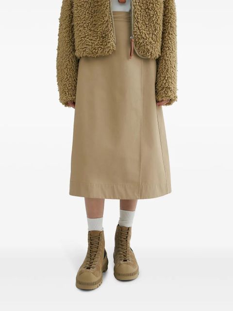 Jil Sander wrap buckled midi skirt - Neutrals