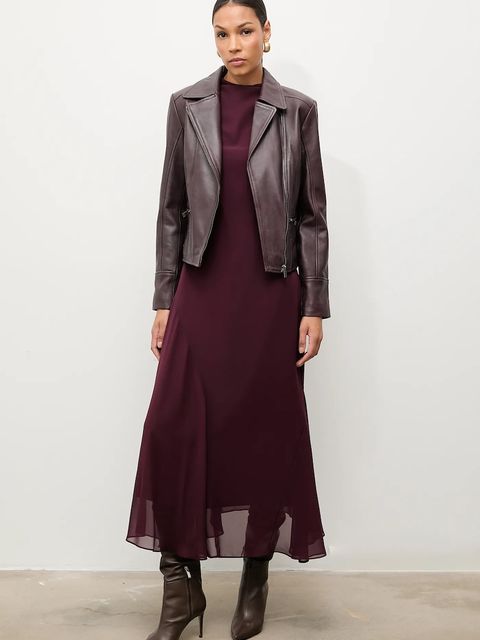 Answear.LAB ramoneska skórzana kolor bordowy przejściowa