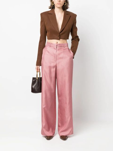 Lanvin geometric-print wide-leg silk trousers - Pink