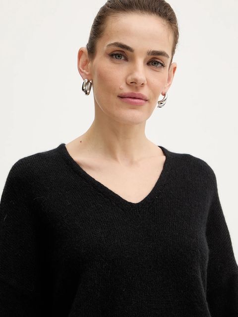 BOSS Orange sweter z dodatkiem wełny damski kolor czarny 50550464