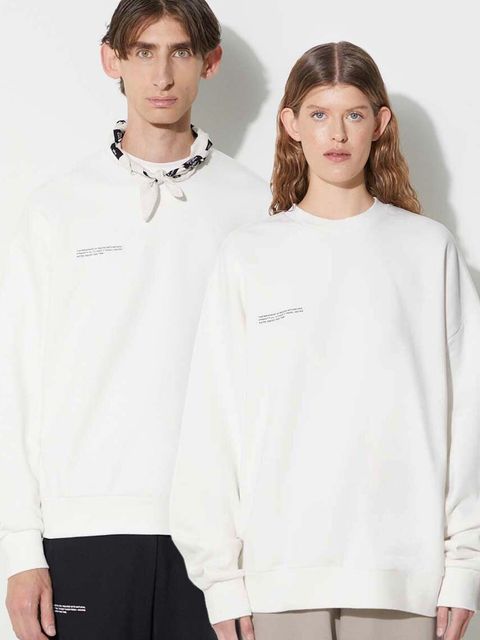 Pangaia bluza bawełniana kolor biały z nadrukiem - zdjęcie produktu nr 1