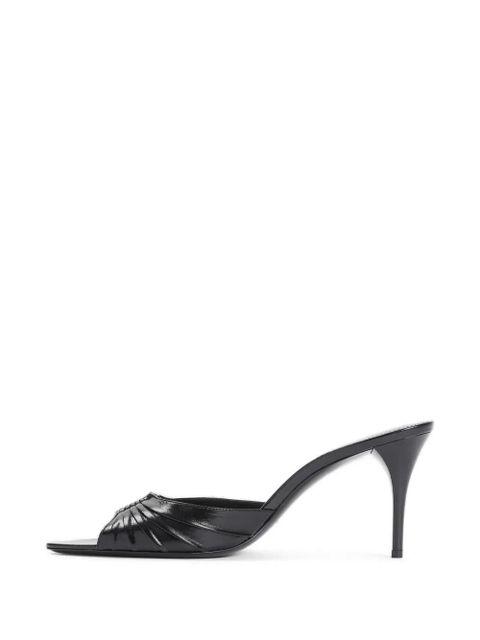 Saint Laurent Babylone ruched leather sandals - Black