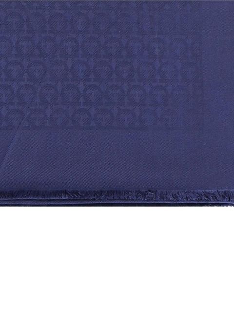 Ferragamo monogram fringed scarf - Blue