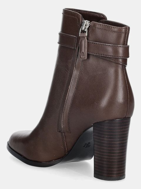 Lauren Ralph Lauren botki skórzane Brke Bt Hl 2 damskie kolor brązowy na słupku 802974475002