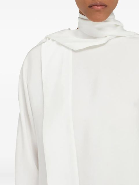 Ferragamo high-neck draped-back mini dress - White