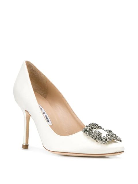 Manolo Blahnik 90mm Hangisi satin pumps - Neutrals