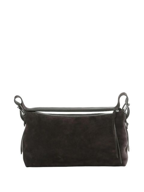 LEMAIRE Belted suede leather shoulder bag - Brown - zdjęcie produktu nr 2