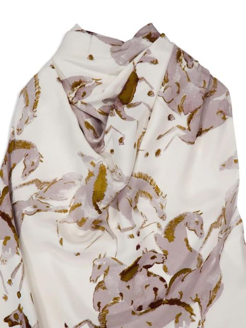 Altuzarra Sleary horse-print cowl-neck top - White