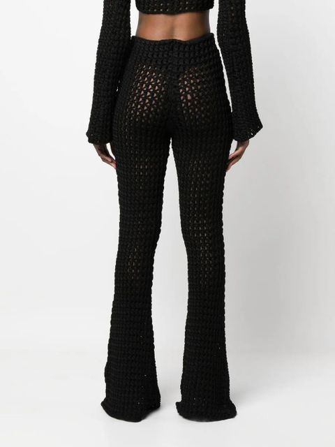 Moschino crochet-knit flared trousers - Black
