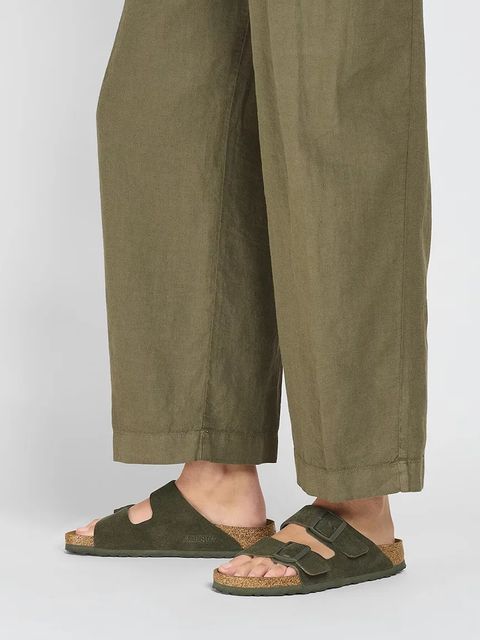 Birkenstock klapki zamszowe Arizona damskie kolor zielony 1025720