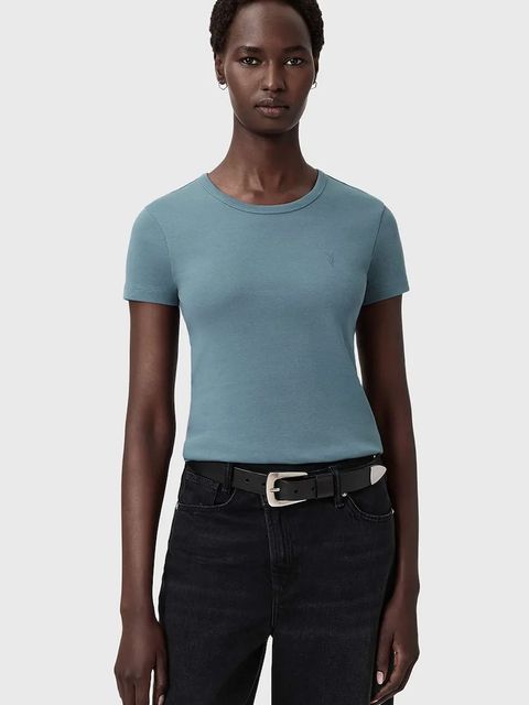 AllSaints t-shirt bawełniany damski kolor niebieski W285JC