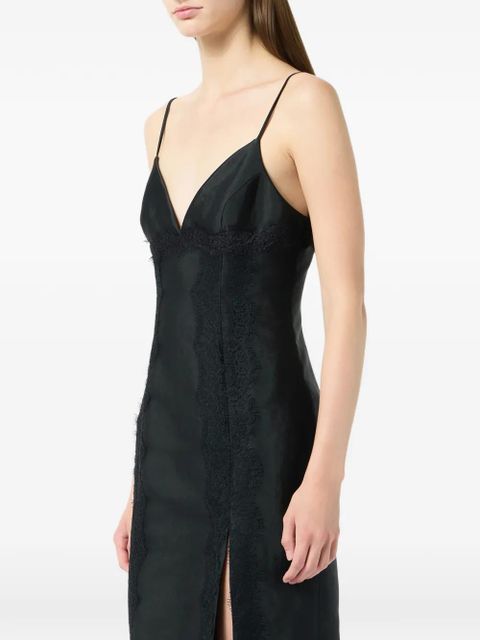 Blumarine lace-detail slit midi dress - Black
