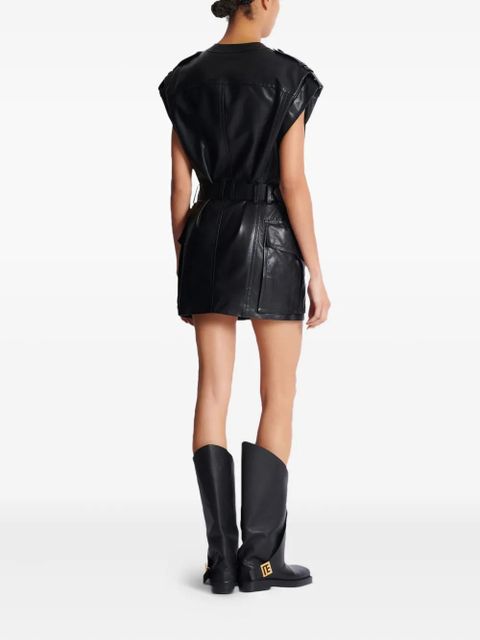 Balmain belted mini dress - Black
