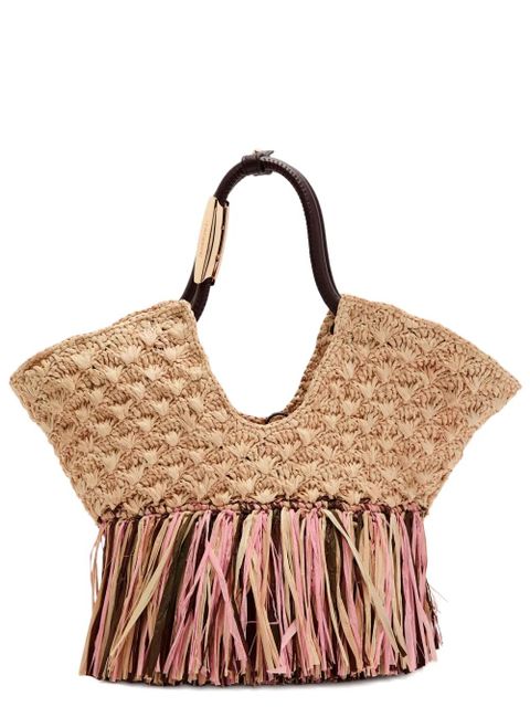 ZIMMERMANN small Goldentime fringed raffia tote bag - Neutrals - zdjęcie produktu nr 2