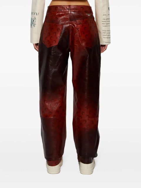 Marine Serre airbrushed leather straight-leg trousers - Red