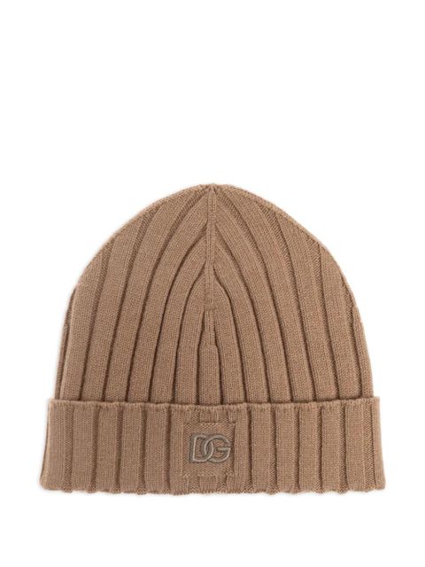 Dolce & Gabbana ribbed logo beanie - Neutrals - zdjęcie produktu nr 1