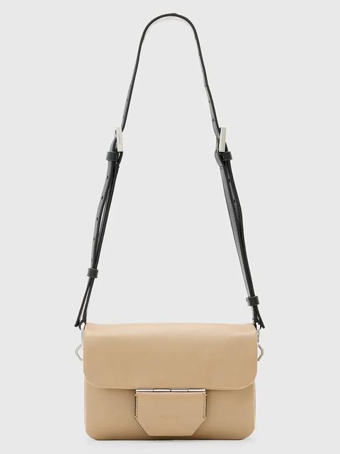 AllSaints torebka skórzana JUPITER kolor beżowy W263XC