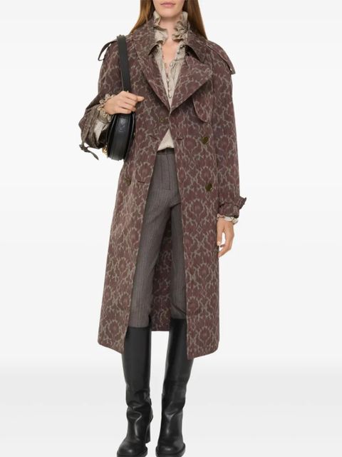 Burberry baroque-print belted trench coat - Brown - zdjęcie produktu nr 2