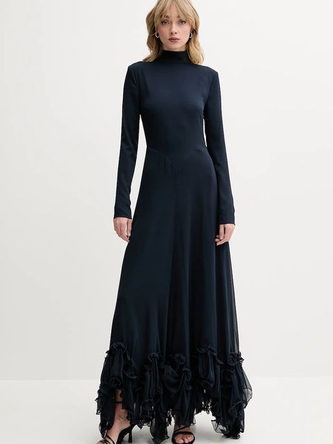 Rotate sukienka kolor granatowy maxi rozkloszowana 1139772318