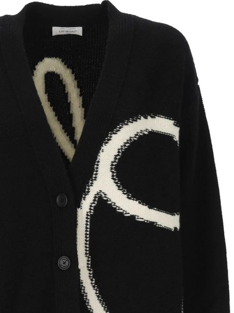 Off-White logo-intarsia wool cardigan - Black