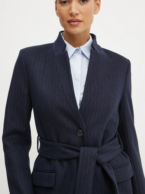 Karl Lagerfeld płaszcz wełniany kolor granatowy przejściowy A1W15020 - zdjęcie produktu nr 2