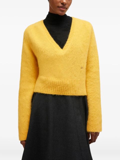 GANNI V-neck ribbed sweater - Yellow - zdjęcie produktu nr 2