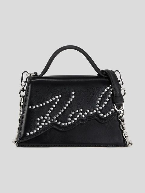 Karl Lagerfeld torebka skórzana K/SIGNATURE kolor czarny A3W30044 - zdjęcie produktu nr 1