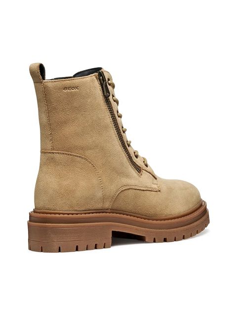 Geox botki zamszowe D IRIDEA damskie kolor beżowy na płaskim obcasie D16HRF 00022 C5010