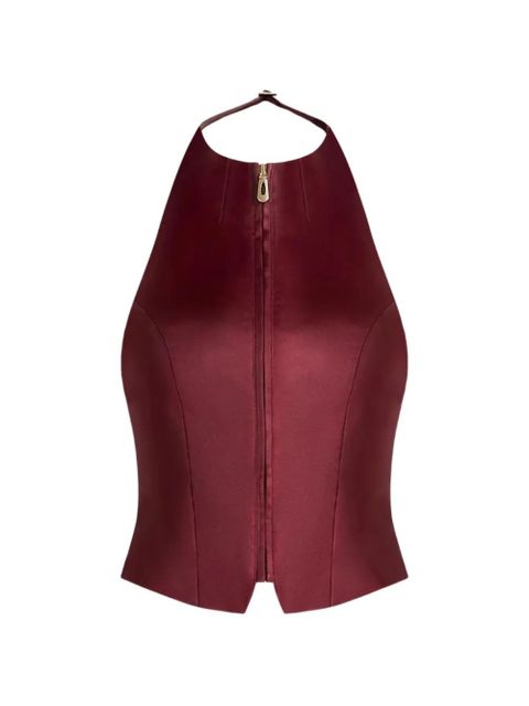 Manière De Voir Claudette halterneck backless satin top - Red - zdjęcie produktu nr 2