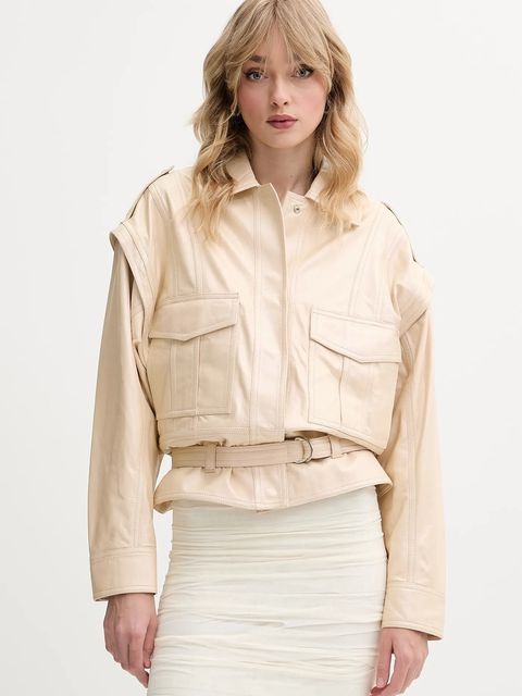 IRO kurtka skórzana kolor beżowy przejściowa WM137BOCAR