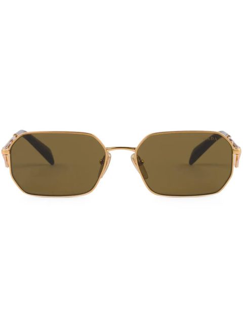 Prada Eyewear triangle-logo rectangle-frame sunglasses - Gold - zdjęcie produktu nr 1