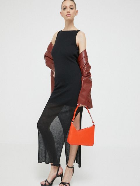 HUGO sukienka kolor czarny maxi dopasowana - zdjęcie produktu nr 2