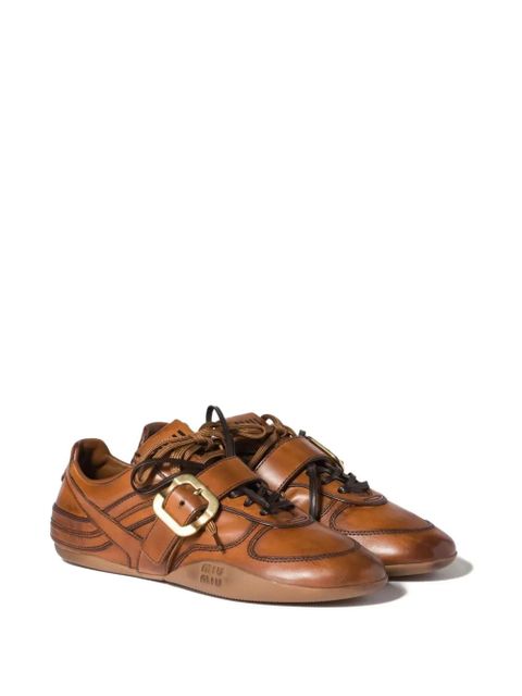 Miu Miu buckle-strap sneakers - Brown