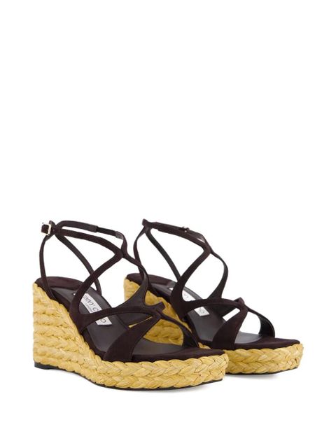 Jimmy Choo Ayla raffia wedged sandals - Brown