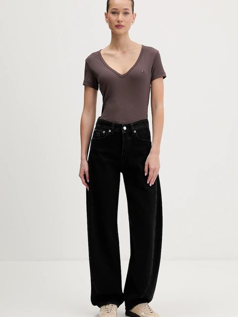 Tommy Jeans t-shirt damski kolor brązowy DW0DW17385 - zdjęcie produktu nr 2