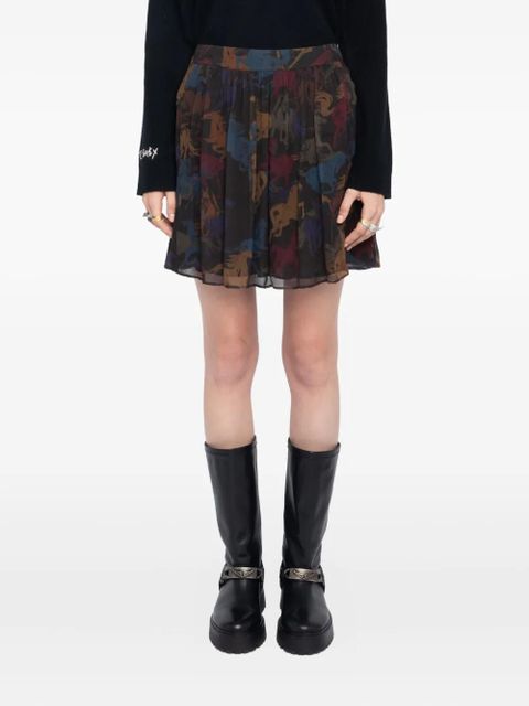 Zadig&Voltaire pleated horse-print skirt - Brown